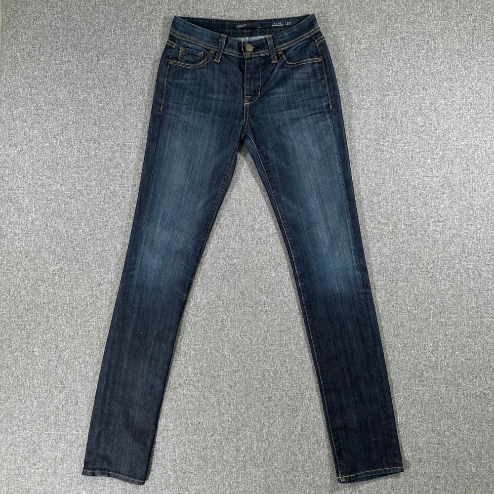 Fidelity Stevie Mid Rise Skinny Jeans Womens 26 Dark Wash Blue Denim Made in USA